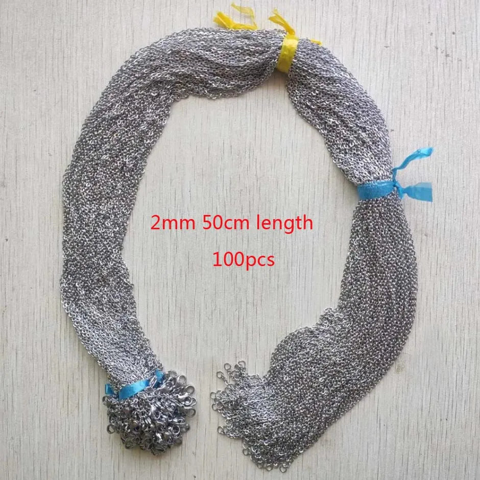 Stainless Steel Chain Necklaces 2mm 1.5mm 45cm 50cm 60cm with Lobster Clasp for Pendants Jewelry Making Bulk Pack of 100