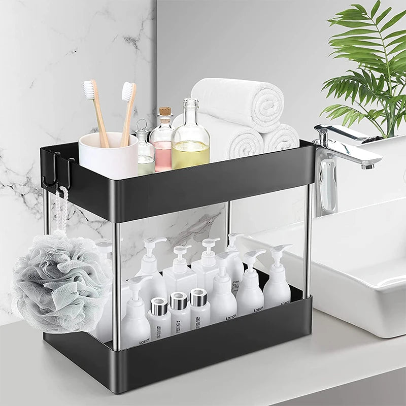 1/2 Pcs Under Sink Storage Organizer 2 Tier Drawer Rack