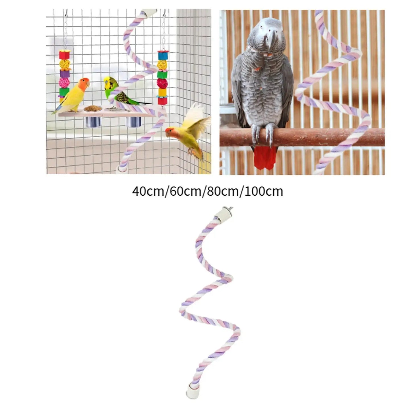 Rope Perch for Bird Cages Spiral Rope Perch Ladders Climbing Cage Stand Pole