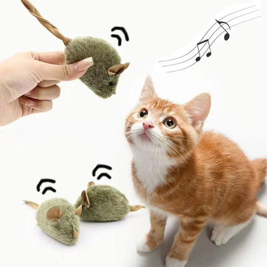 Funny Plush Cat Toy Simulation Mouse Automatic Chirping Interactive Mice Cat Toy Bite Resistance Pet Cat Toys Kitten Supplies