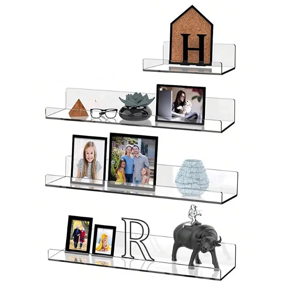 2pc Clear Acrylic Storage Rack Wall Mounted Shelf Organizer