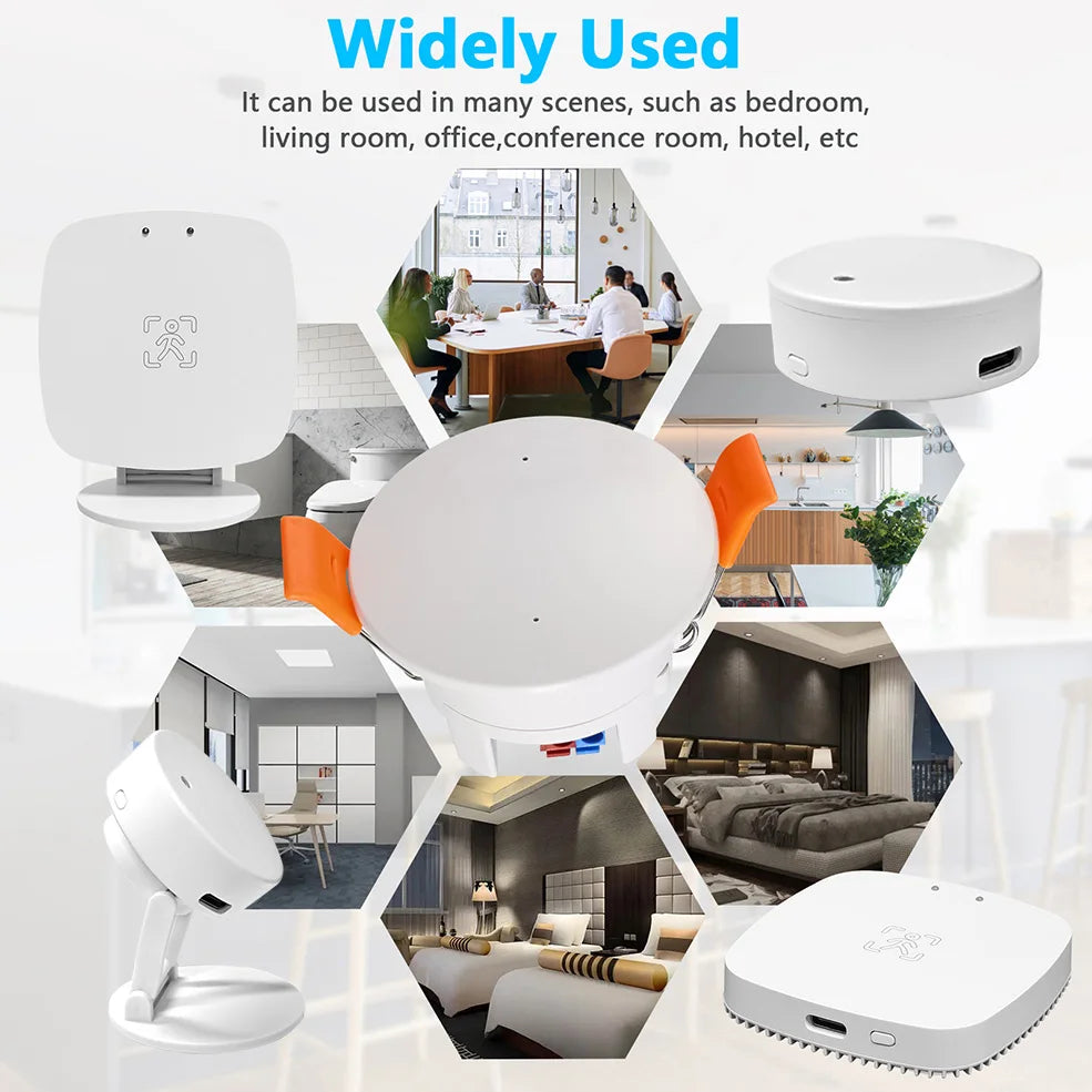 Detector de presencia humana Zigbee Smart Life Tuya Wifi MmWave Radar PIR Sensor de movimiento con detección de luminancia para hogares inteligentes