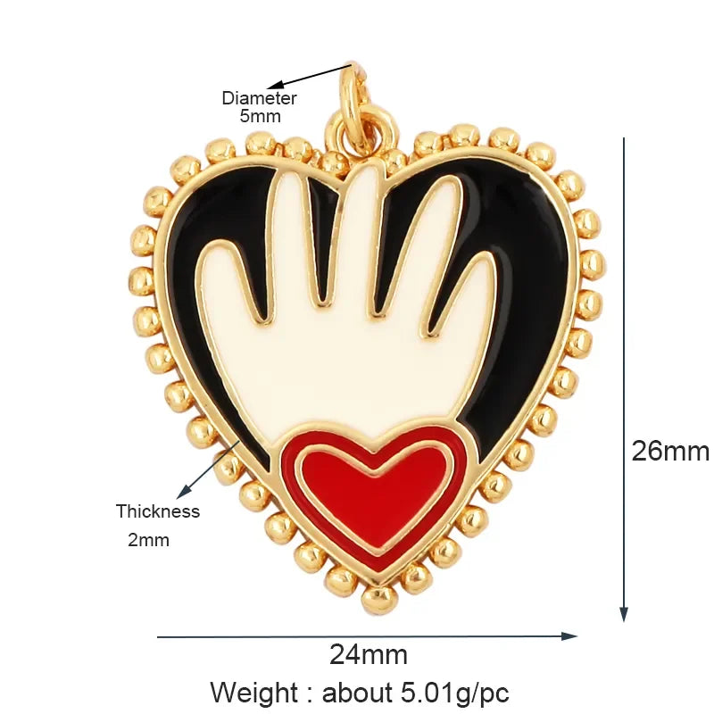 New Sacred Red Heart Charm Pendant 18K Gold Plated Zircon