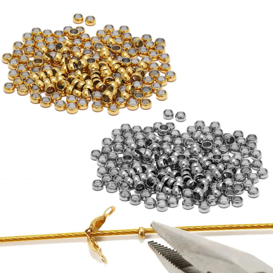 100Pcs Stainless Steel Ball Crimp End Beads Dia1.5-4mm For DIY Jewelry Making