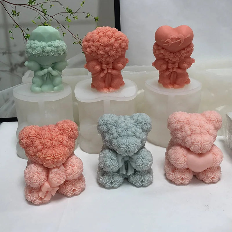 3D Bear Hug Love Silicone Candle Mold for DIY Home Decor Gift