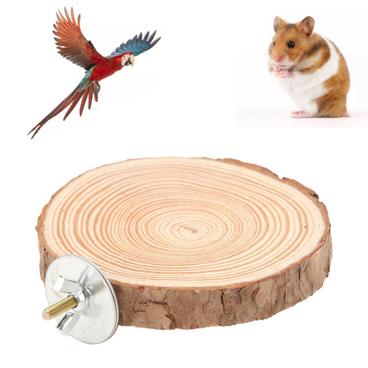 Birds Round Perch  Natural Wooden Stand for Cage Birds Parrots Biting Standing Round Natural Wood Stand for Bird