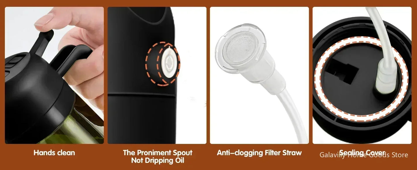 Olive Oil Dispenser Bottle 470ml – Light-Blocking Dark Glass Design