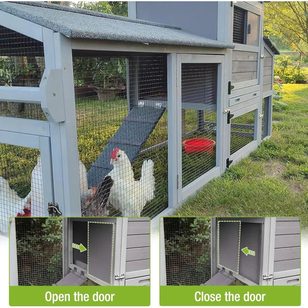 Gutinneen Chicken Coop Mobile Hen House on Wheels Large Chicken House with Run Outdoor Poultry Cage Waterproof Roof Duck Coop,Co