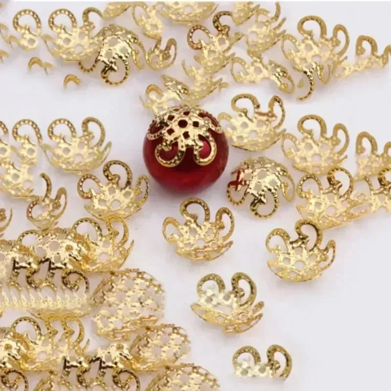 200/600pcs 10mm Five Petals Flower Filigree Bead Caps for Jewelry Making