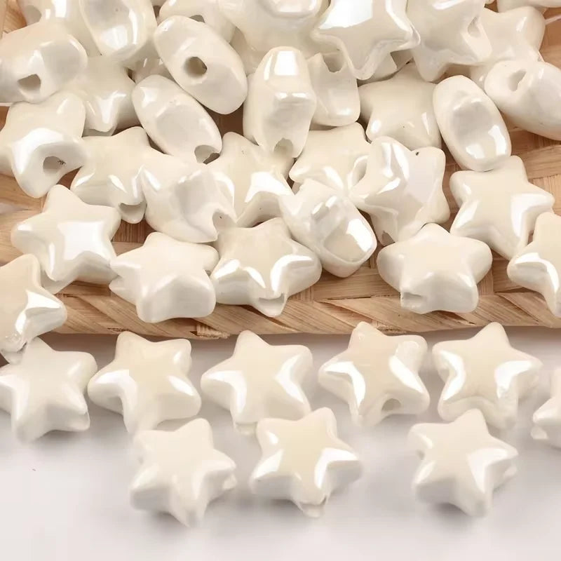 10pcs 14MM Colorful Star Beads Ceramic Beads For Making Jewelry Porcelain Spacer Beads Bracelet Necklace Charms DIY Accessories