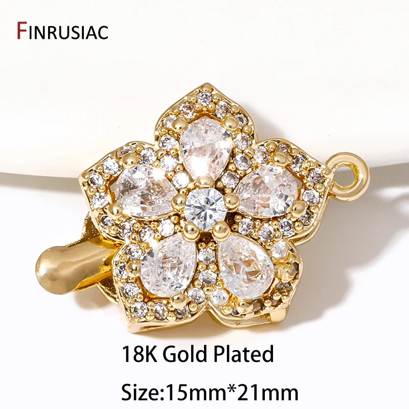 Multi Styles 18K Gold Plated Brass Flower Safety Clasps for DIY Jewelry