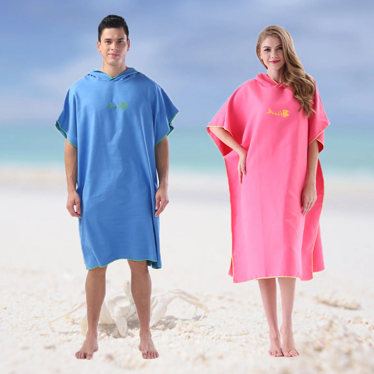 Surf Changing Poncho Towel with Hood – Quick-Dry Microfiber Beach Towel for Adults, Wetsuit & Swim Use