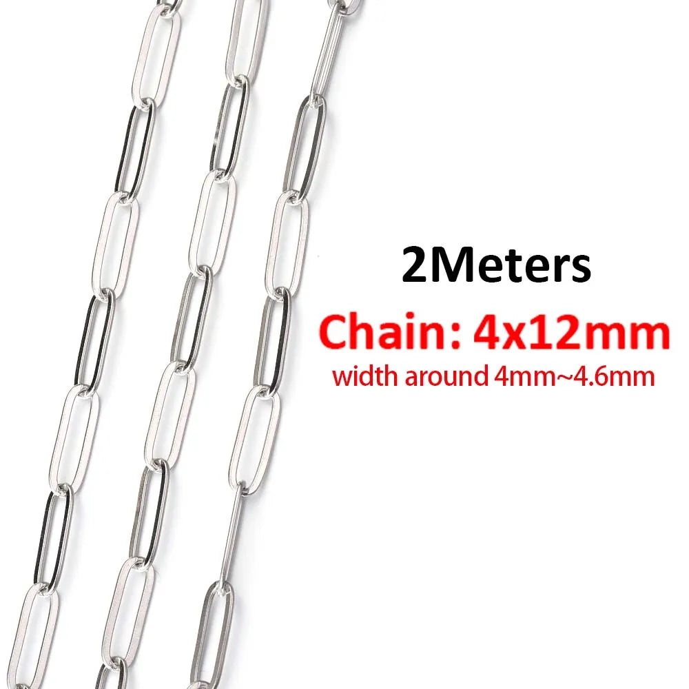 2 Meters/1 Meter High Quality Gold Color Stainless Steel Chain for DIY Jewelry Making