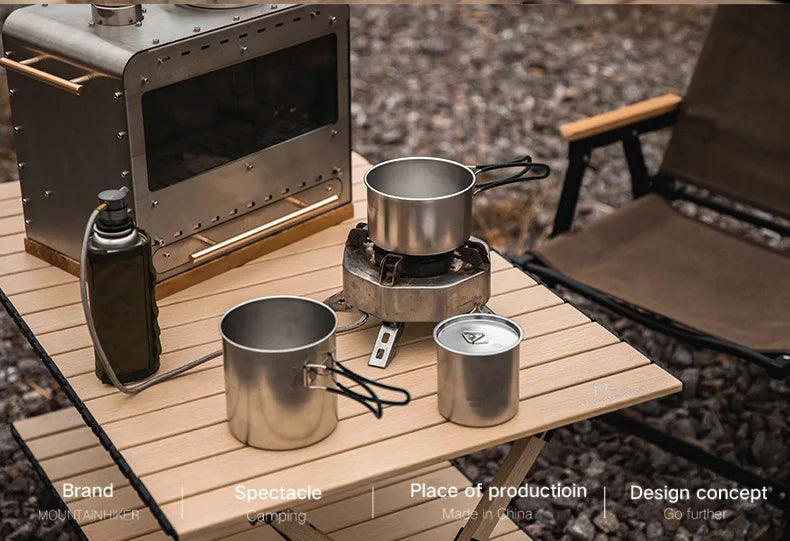 MountainHiker 5 Piece Camping Cookware Set 304 Stainless Steel Portable Outdoor Cooking Kit for Hiking BBQ and Picnic