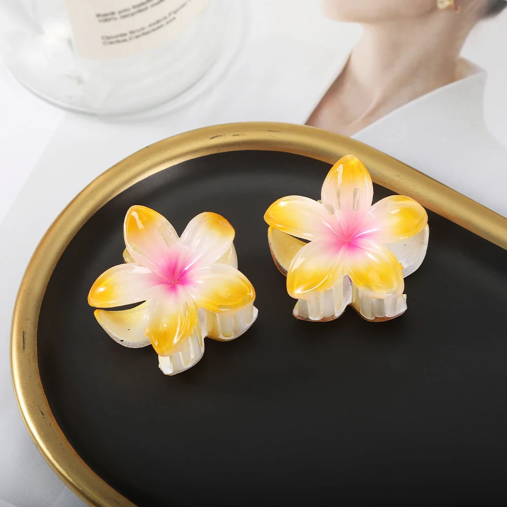 2pcs/set Flower Hair Pin Claws For Girls Korean Hairpin Hair Claw Hair Clip Women Sweet Hair Accessories Small Size Hair Claw