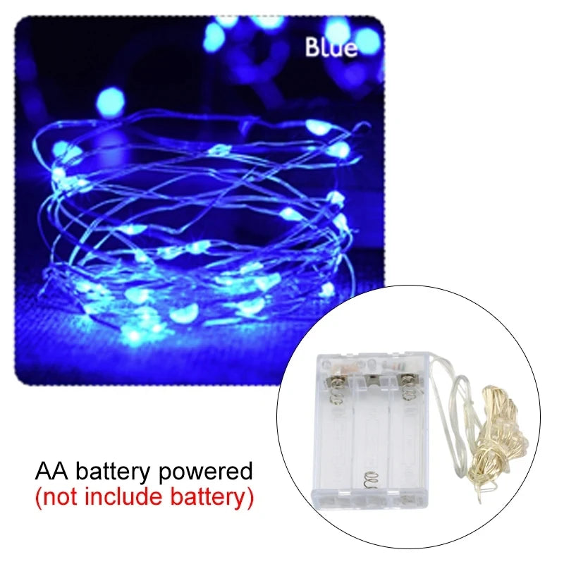 10M 5M 3M 2M Copper Wire LED Tinsel Garland Fairy Lights