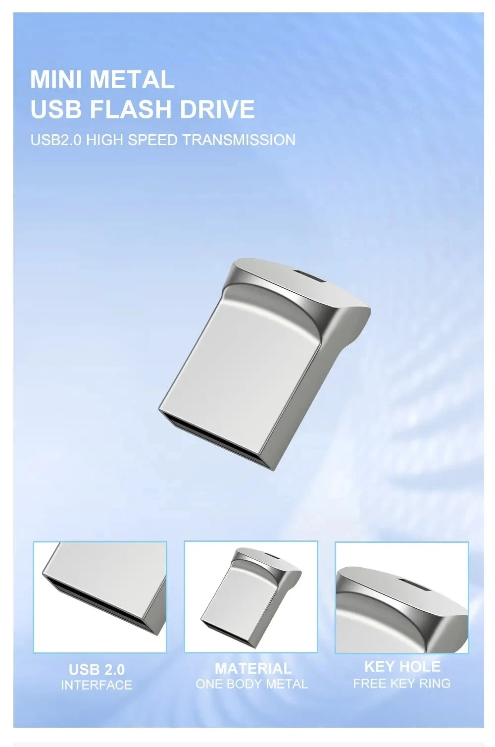 Super Mini Metal USB Flash Drives 64GB Creative Business Gifts Memory Stick Black Pen Drive Silver Storage Devices