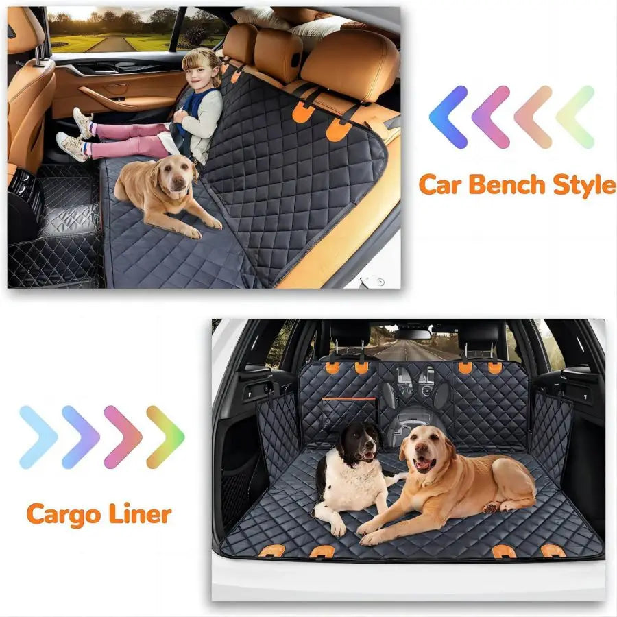 Dog Car Seat Cover for Back Seat Waterproof Hammock with Mesh Window and Zipper