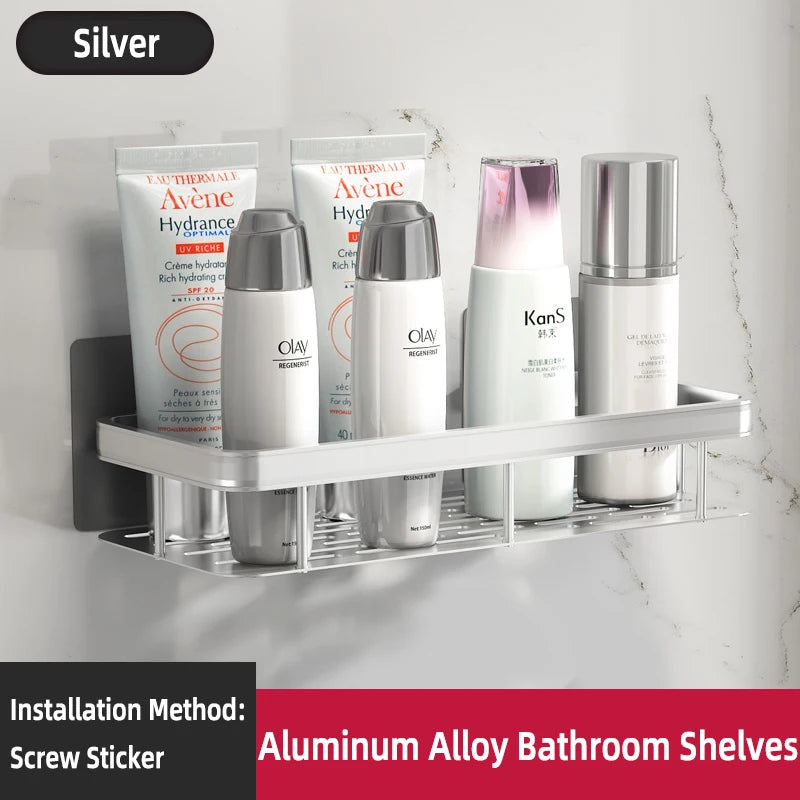 Estante de baño Organizador de almacenamiento de cocina Estante de champú de aleación de aluminio Estante de ducha Accesorios de baño Estante sin taladro