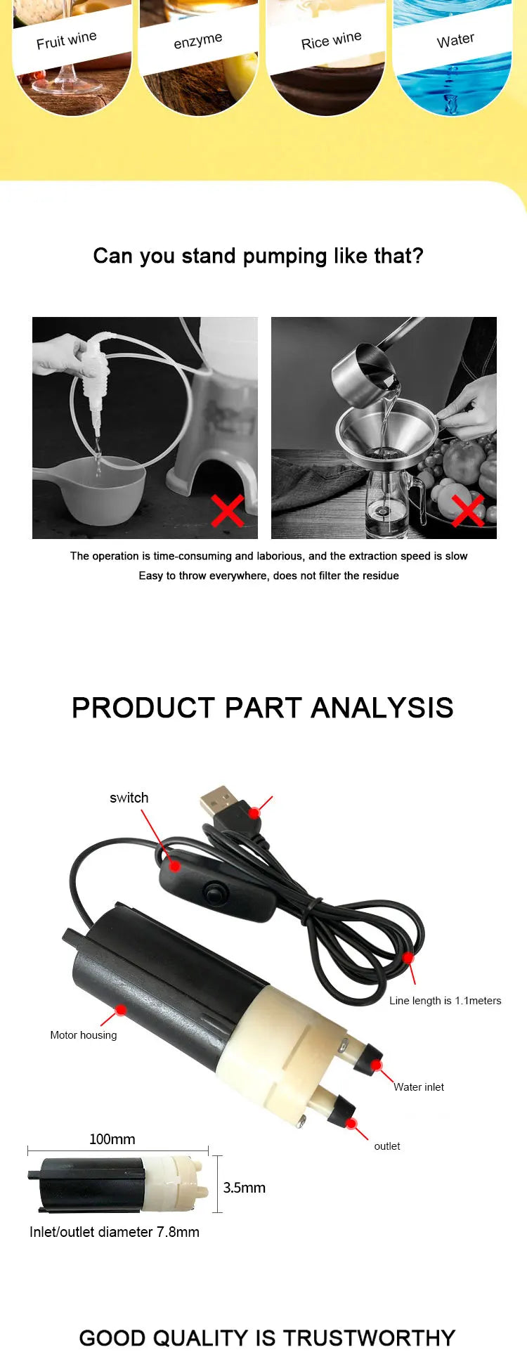 Bomba de vino eléctrica de alto caudal para bricolaje, bomba peristáltica con interfaz USB, bomba dosificadora en miniatura, bomba peristáltica con manguera, bomba de agua eléctrica