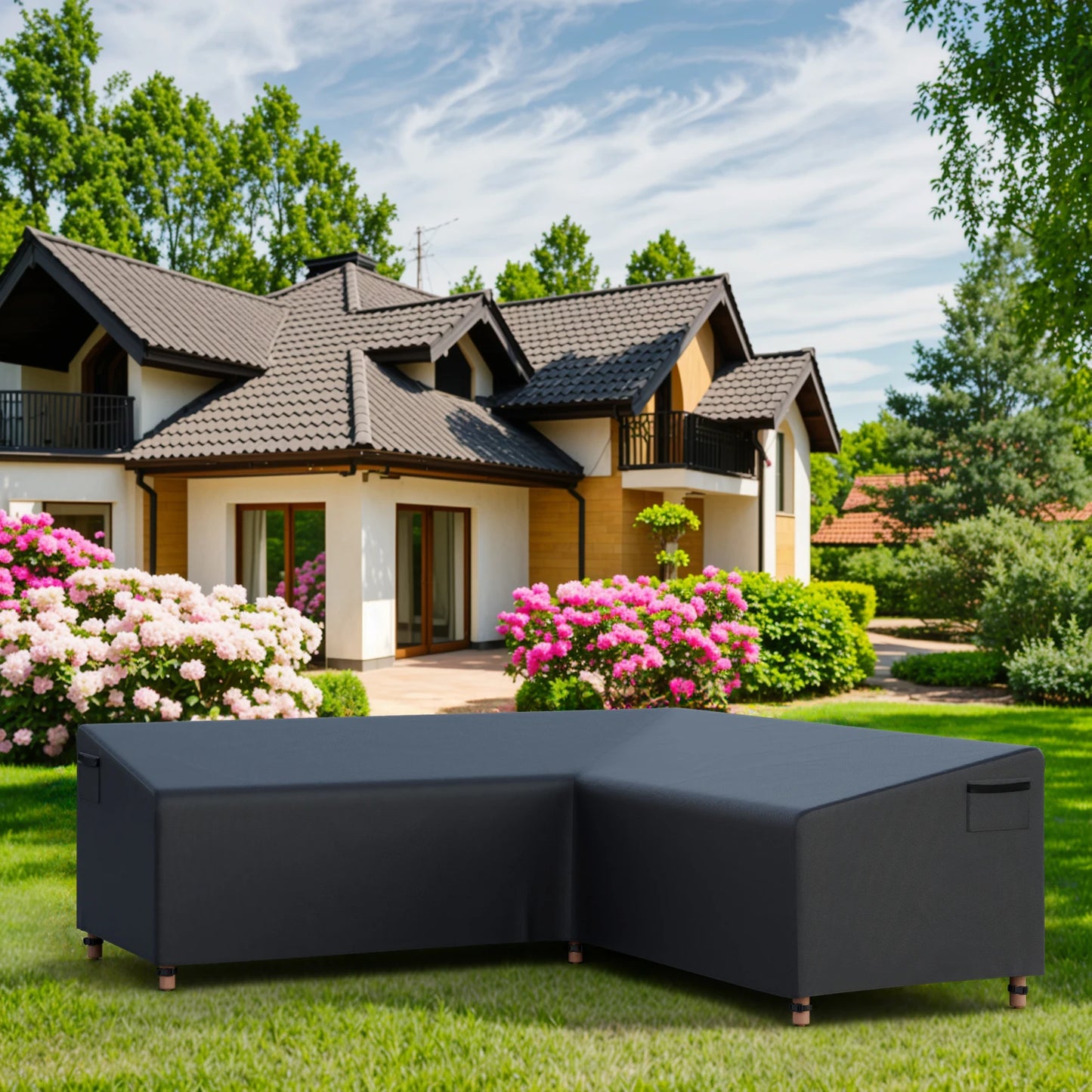 420D Waterproof Outdoor V-Shaped Heavy-Duty Sofa Cover for Sectional Lawn and Patio Furniture