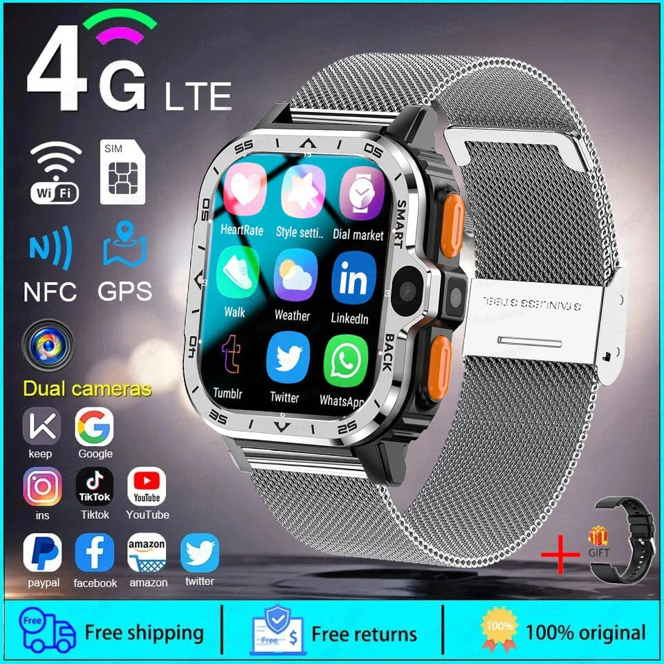 2025 New 5G SIM Card Small Fast Internet Smart Watch HD Dual Camera 64GB ROM NFC GPS WiFi Google Play Smart Bracelets For XIAOMI