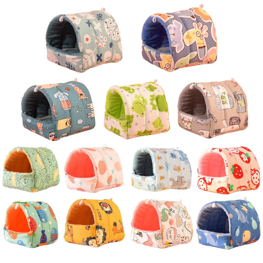 Cute Cartoon Bird parrot Mini Cage Guinea Pig Nest Small Animal Mice Rat Pet Sleeping Bed Hamster House Winter Warm Soft Mat