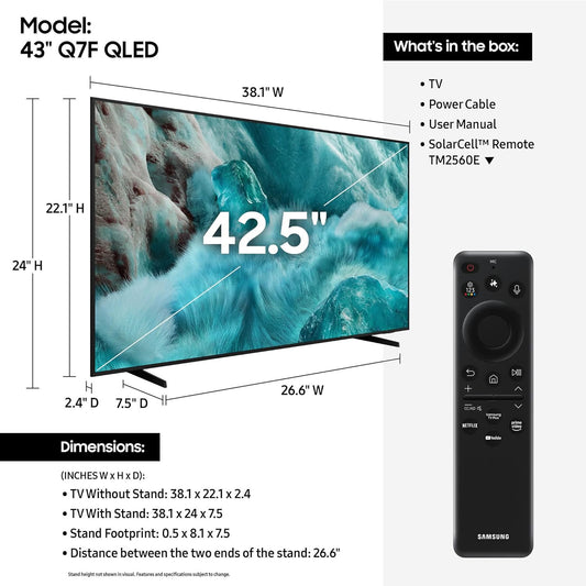Samsung 43" Class QN7F QLED 4K UHD Smart TV with Tizen and Vision AI