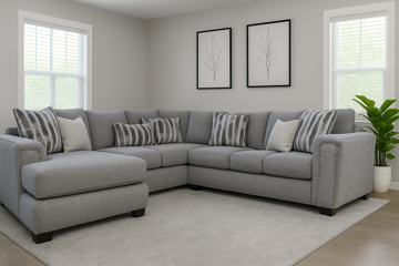 Sterling Stationary Sectional Sofa with 7 Pillows by Arely Furniture - Gray