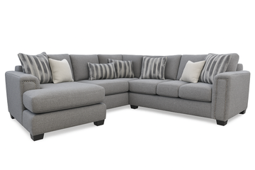 Sterling Stationary Sectional Sofa with 7 Pillows by Arely Furniture - Gray