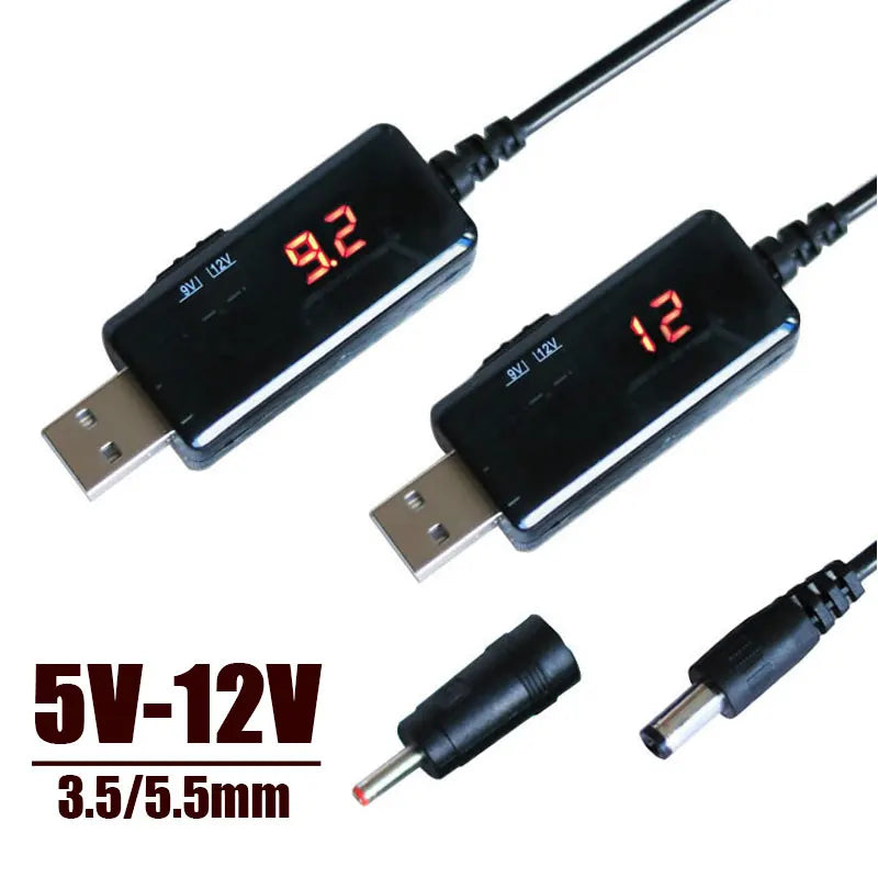 USB Power Boost Line DC 5V To DC 9V / 12V Step Up Module Usb Converter Adapter Cable 5.5mm Plug for  Router Modem Fan Speaker