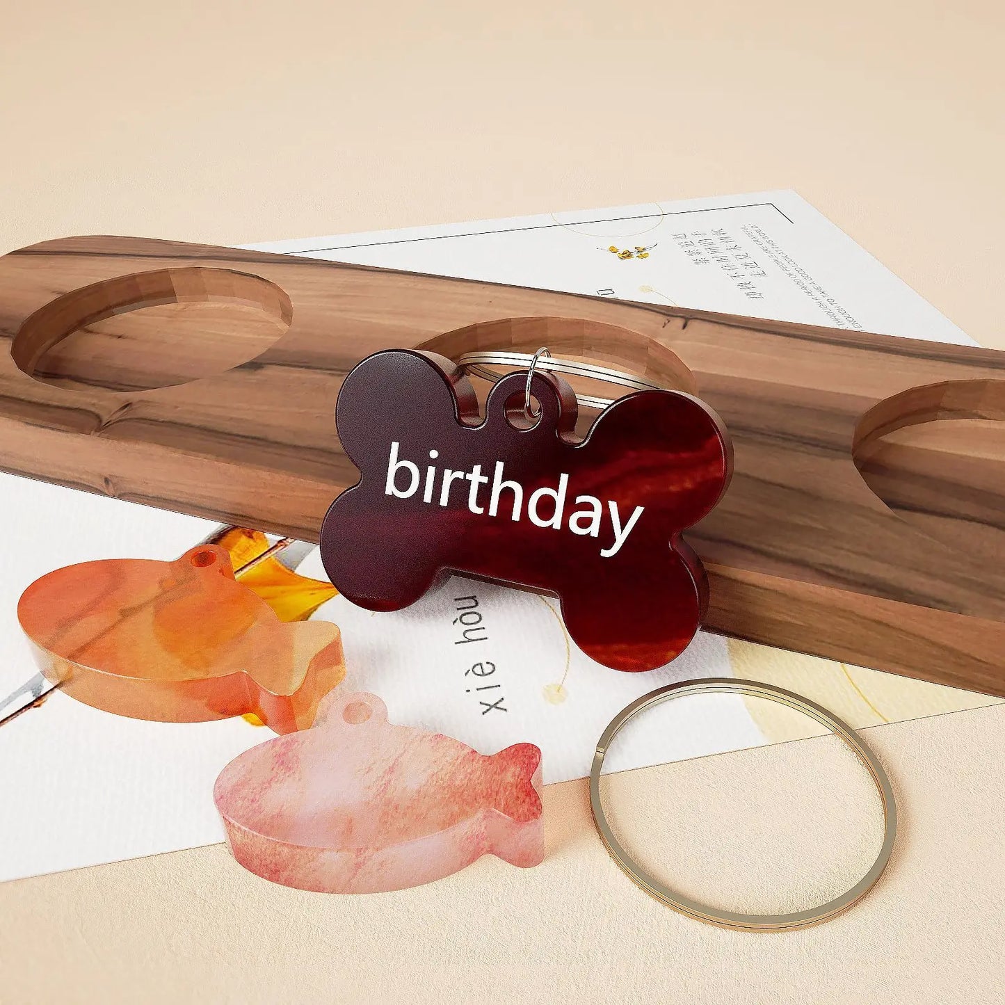 Dog Tag Bone Shaped Keychain Mold for DIY Resin Jewelry