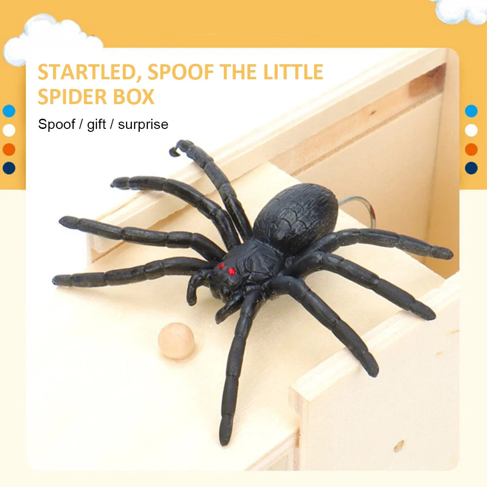 Trick Spider Funny Scare Box Wooden Prank Toy for Friends