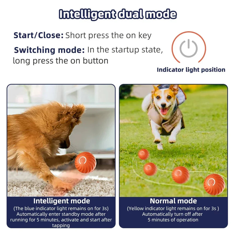 Automatic Smart Ball Dog Toy USB Rechargeable Interactive Moving Bouncing Pet Ball for Puppies Birthday Gift