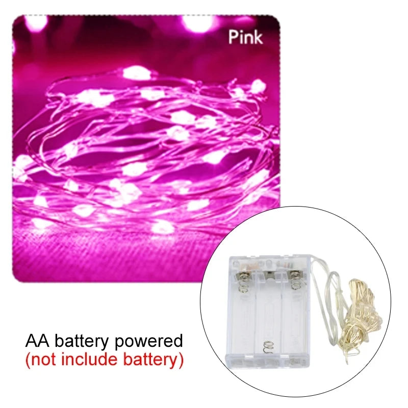 10M 5M 3M 2M Copper Wire LED Tinsel Garland Fairy Lights