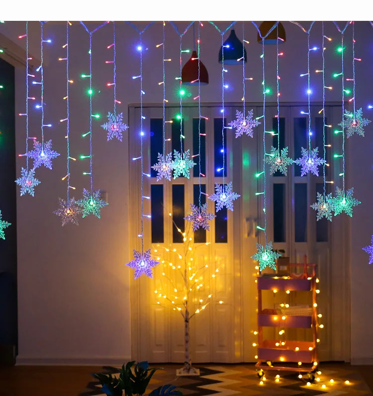 3.2M Christmas Snowflakes LED String Lights Waterproof Fairy Curtain for Holiday Party Wedding Decoration