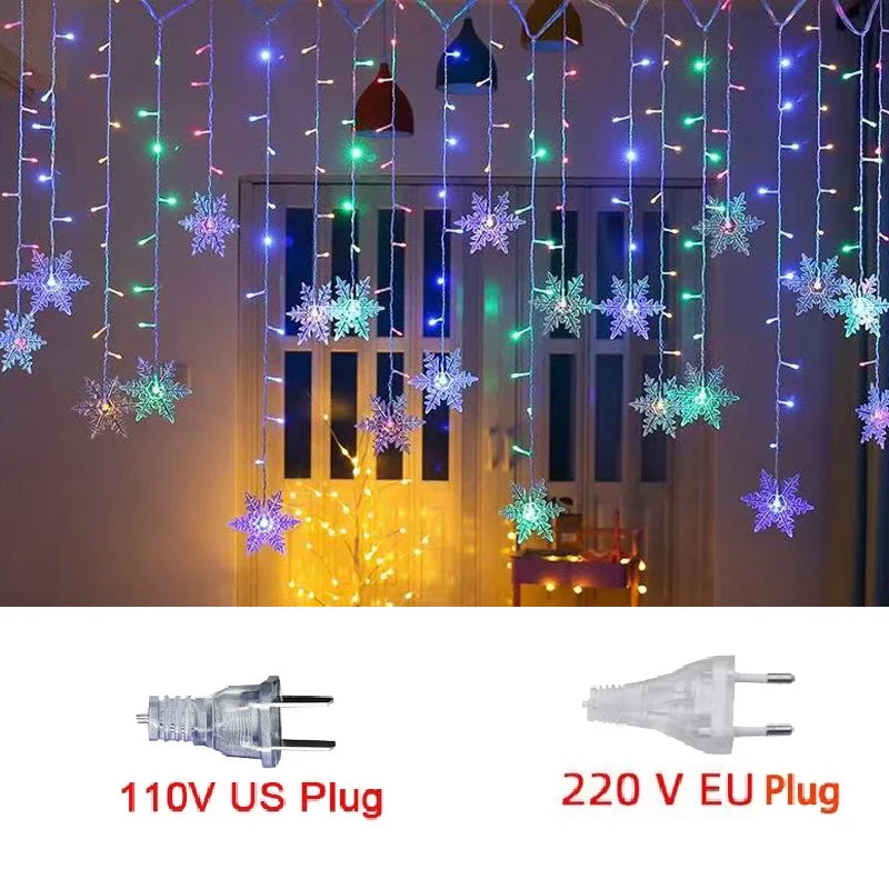 3.2M Christmas Snowflakes LED String Lights Waterproof Fairy Curtain for Holiday Party Wedding Decoration