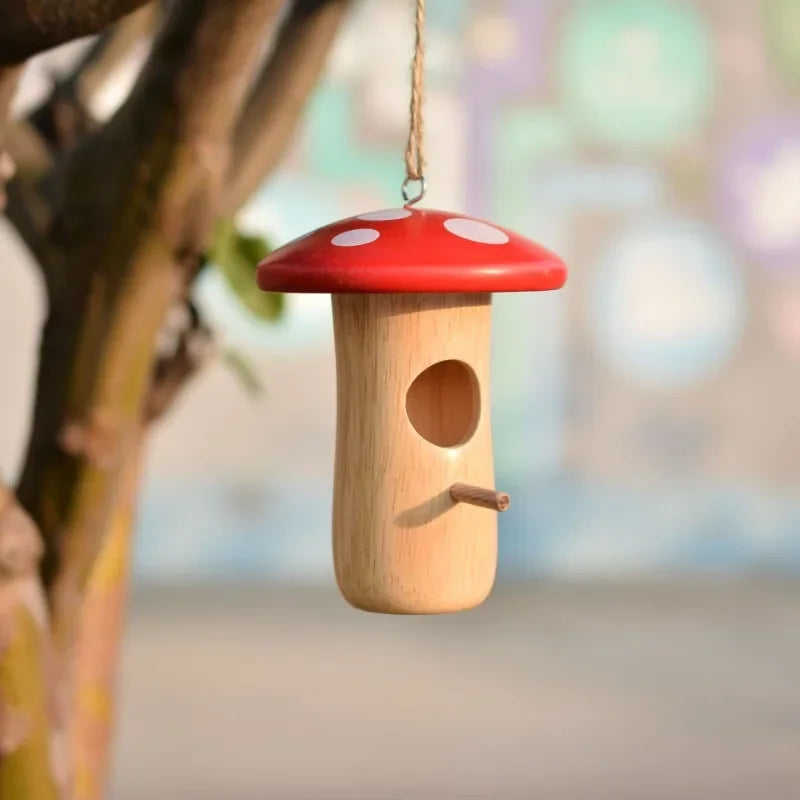 1Pc Outdoor Hummingbird House Natural Wooden Hanging Hummingbird Nest Wild Bird House Hummingbird Feeder Outdoor Garden Yard