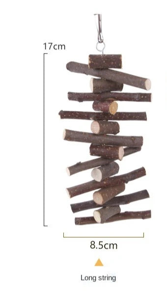 Natural Small Pet Chew Toys for Rabbit, Guinea Pig, Hamster Grass Balls Wood Hanging Toys, Teeth Grinding & Boredom Relief