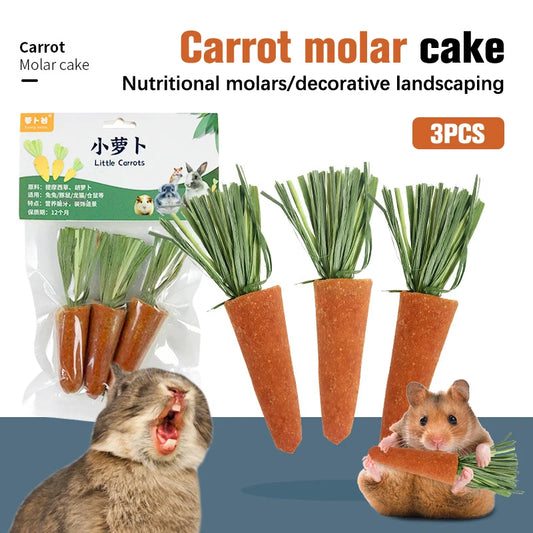 3PCS Small Animal Chew Carrots Hamster Carrot Teething Supplies Toy Natural Nutritious Carrot Nutritious Molar Toys