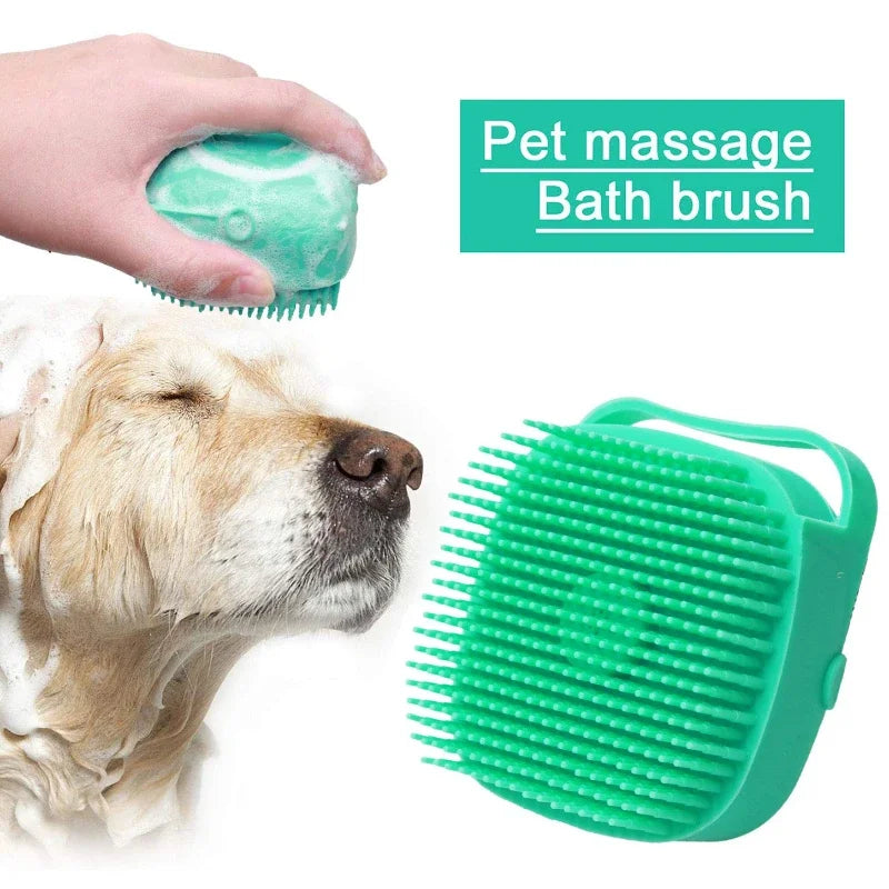 Pet Dog Shampoo Brush 2.7oz Cat Massage Comb Grooming Scrubber