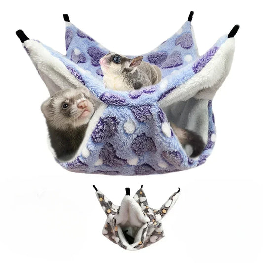 Hammock for Rats Double Thick Plush Winter Warm Bed for Hamster House Nest Sleeping Bag Hanging Tree Bed Guinea Pig Pet Supplies