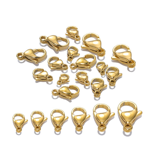 25pcs 18K Gold Stainless Steel Lobster Clasps for Jewelry Making