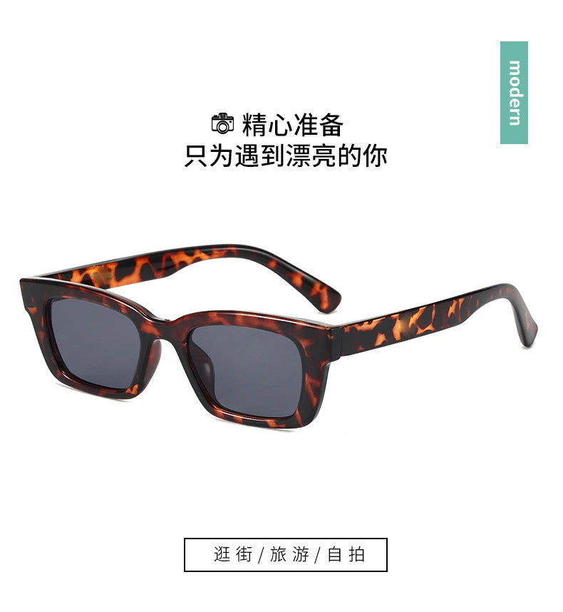 2022 New Fashion Vintage Sunglasses Women Retro Rectangle Eyewear