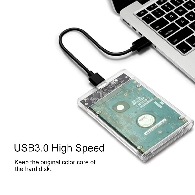 USB 3.0 Transparent HDD Enclosure 2.5" ,Type C Micro Cable External Hard Drive Disk Case 2.5 Inch SATA Box HDD SSD Computer