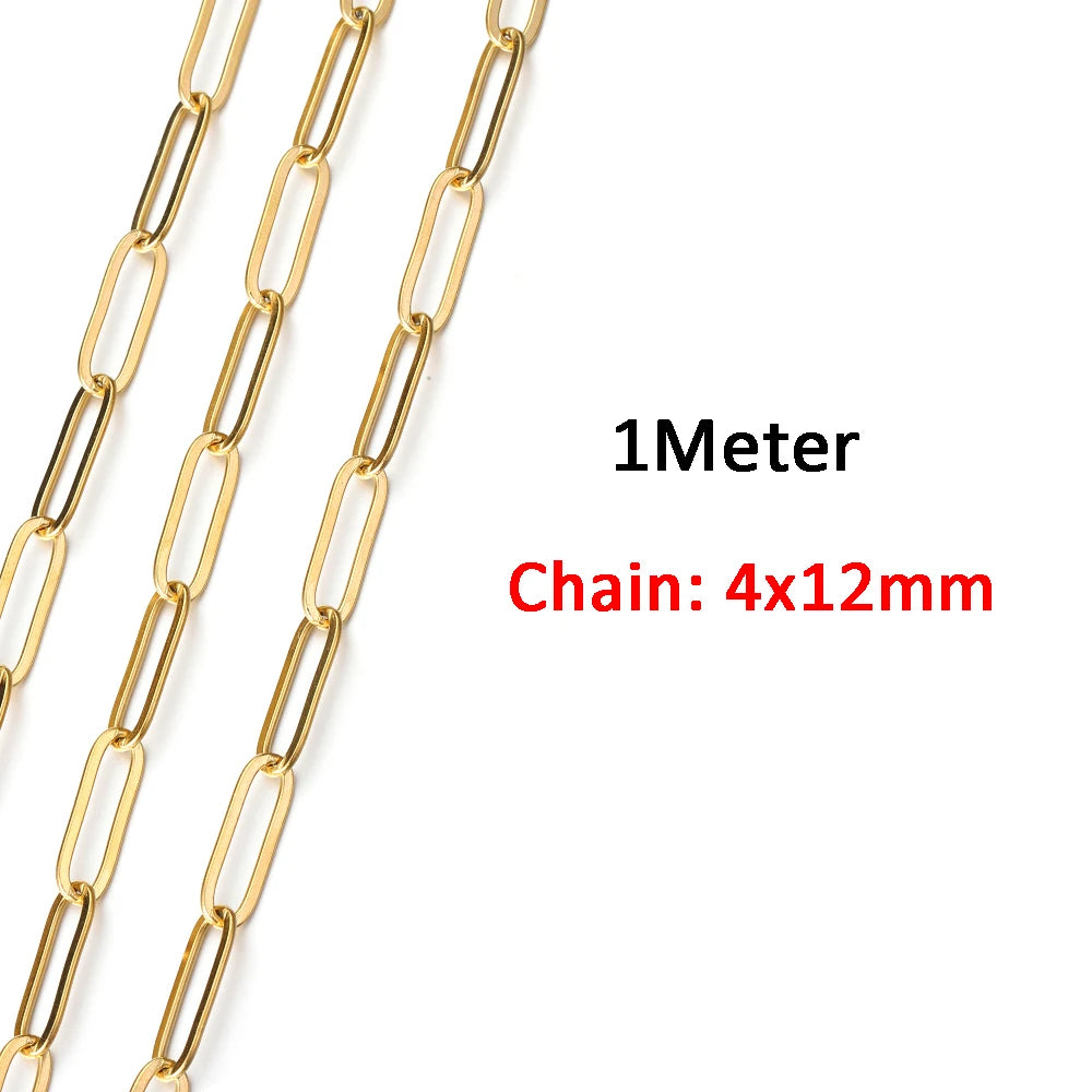 2 Meters/1 Meter High Quality Gold Color Stainless Steel Chain for DIY Jewelry Making