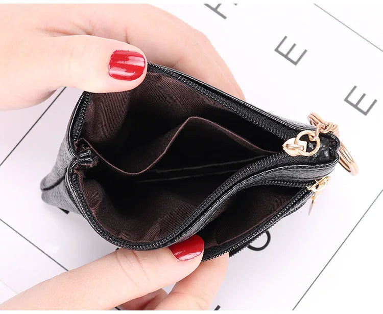 Zero Wallet Women's Short PU Leather Small Wallet Multifunctional Card Bag Soft Leather Key Bag Zipper Bag