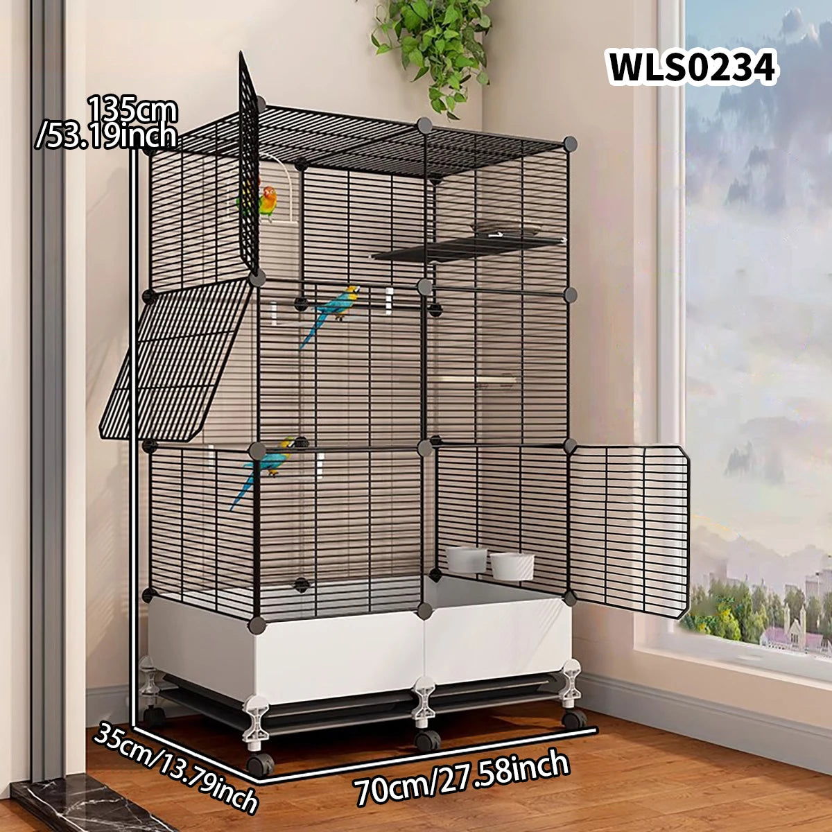Household Bird Cage with Tray Large Tiger Skin Black Phoenix Peony Starling Special Parrot Cage New Luxury House