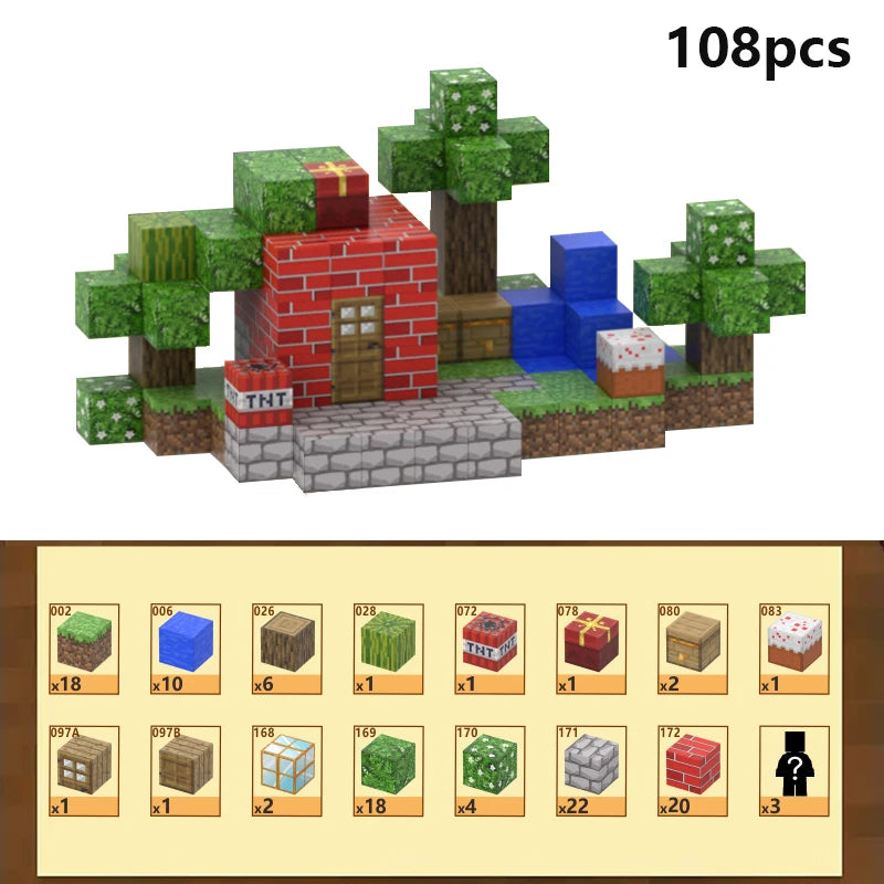 My World DIY Magnetic Building Blocks Set for Kids - Montessori 3D Pixel Bricks Constructor Toys - Creative Educational Christmas Gift