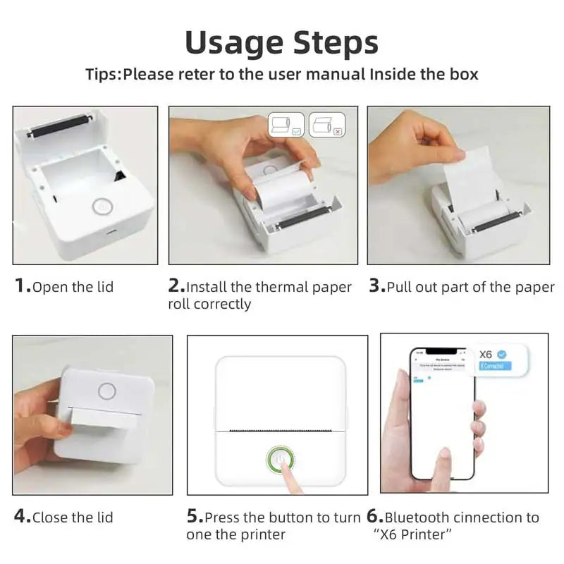 Mini impresora térmica portátil de etiquetas HD Impresora Bluetooth Endurance para estudiantes Error Título Nota Bolsillo incorrecto Impresión sin tinta